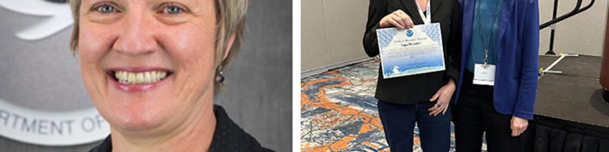 Dr. Ligia Bernardet Honored with NOAA Award. Pictured above: (from left to right) Dr. Ligia Bernardet and Dr. Dorothy Koch