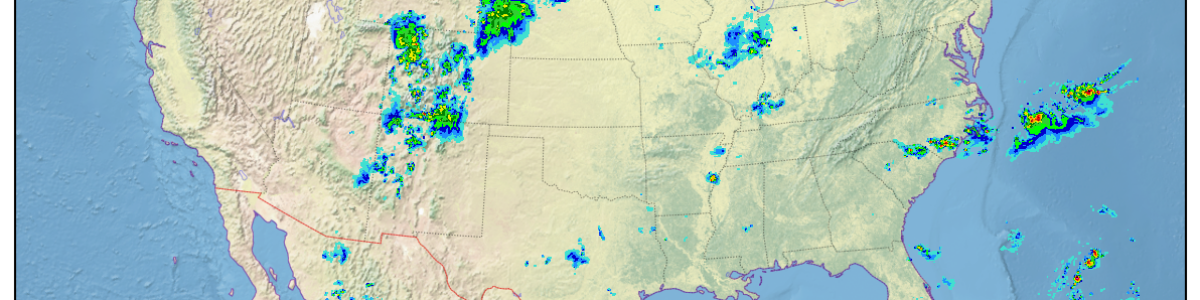Plot of the USA, from a high resolution, 3 km, forecast over the CONUS on July 1, 2019